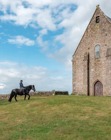 Randonnée à cheval en Mayenne sur la colline du Montaigu à Hambers